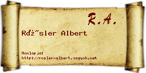 Rösler Albert névjegykártya
